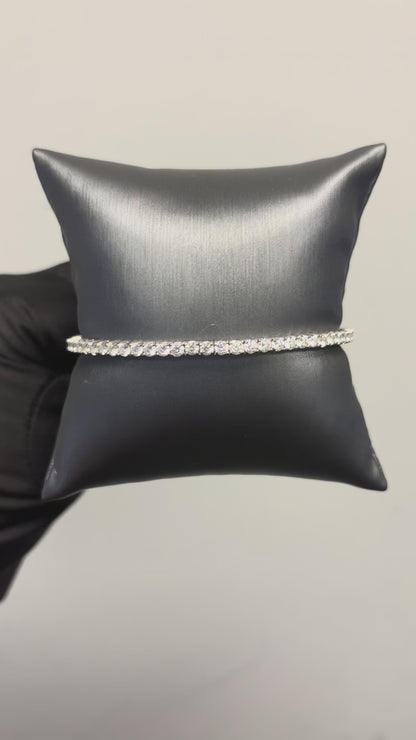 14k White Gold 3ctw Natural Round Diamond Bangle Bracelet