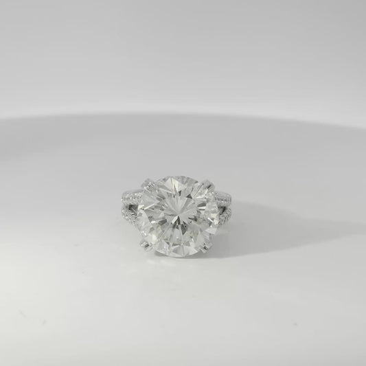 18k White Gold 8.09ct EGL Certified Natural Round Brilliant Diamond Engagement Ring