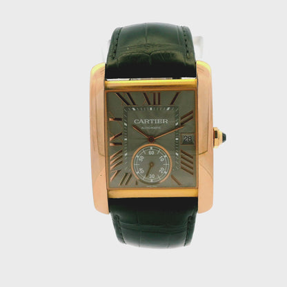 Cartier Tank 3590 18k Rose Gold 35x44mm Silver Dial Watch
