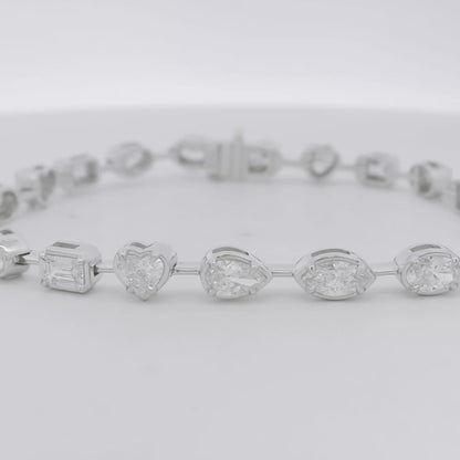 18k White Gold 6.39ctw Natural Mixed Cut Diamond Tennis Bracelet