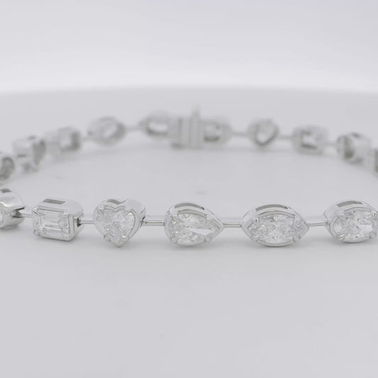 18k White Gold 6.39ctw Natural Mixed Cut Diamond Tennis Bracelet