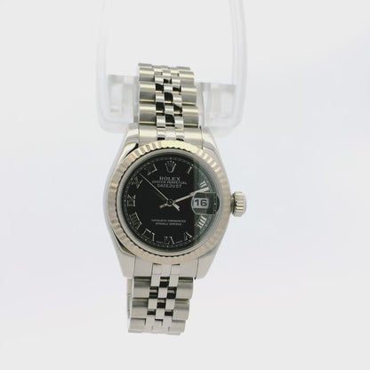 Rolex 179174 Datejust Stainless Steel and White Gold Black Dial Watch