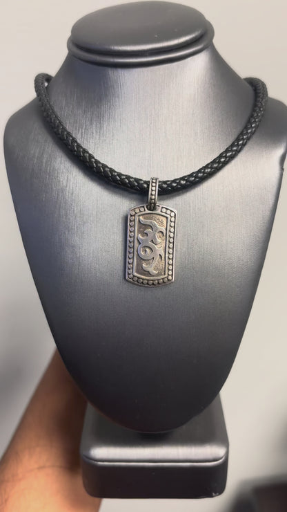 John Hardy Dayak Sterling Silver Small Dog Tag on Leather Necklace