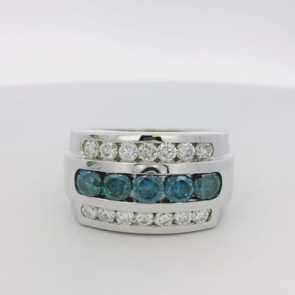 14k White Gold 1.50ctw Blue Round Diamond Ring