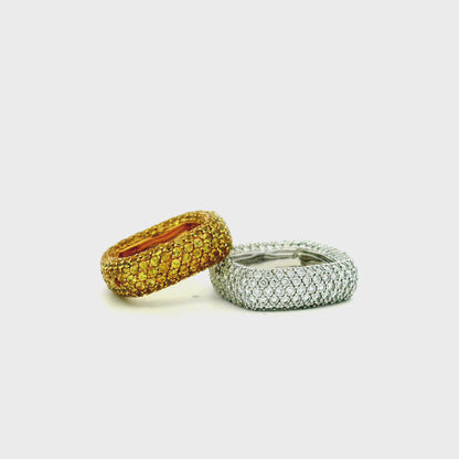 14k White Gold and Yellow Gold 3-4ctw Round Brilliant Diamond Pavé Band Ring