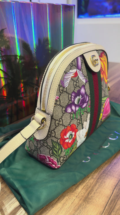 Gucci Women's Ophidia GG Flora Canvas Shoulder Bag with Original Box