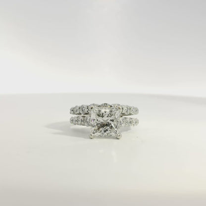 14k White Gold GIA Certified 2.32ct Natural Princess Cut Diamond Engagement Ring 