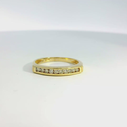 14k Yellow Gold 0.15ctw Round Brilliant 10 Stone Channel Set Ring