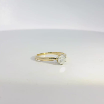 14k Yellow Gold 0.44ct Round Brilliant Cut Diamond Solitaire Engagement Ring