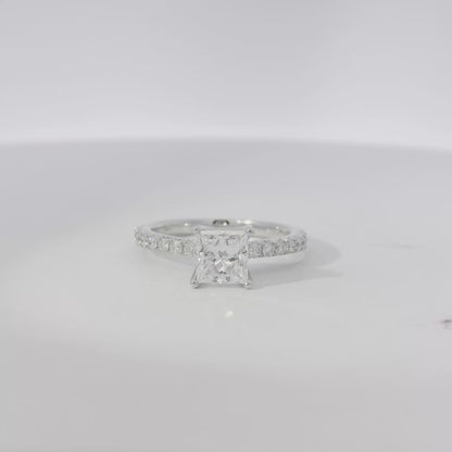 18k White Gold 1.93ctw Princess Cut Diamond Engagement Ring