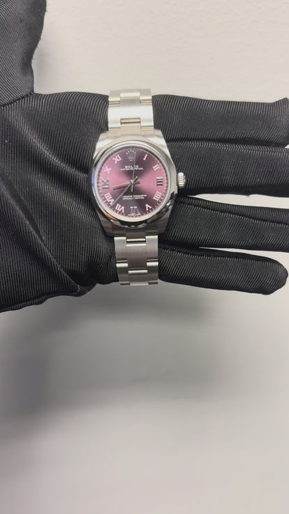 Rolex 177200 Oyster Perpetual Grape Roman Dial Watch
