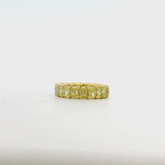 18k Yellow Gold 5.71ctw Radiant Cut Diamond Eternity Band Ring