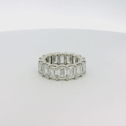 18k White Gold Natural All GIA Certified Emerald Cut 9.82ctw Diamond Eternity Band