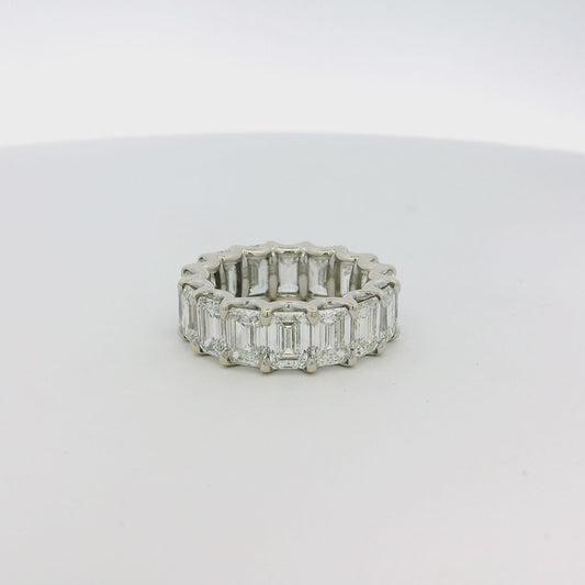 18k White Gold Natural All GIA Certified Emerald Cut 9.82ctw Diamond Eternity Band
