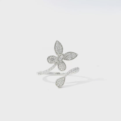 14k White Gold 0.33ctw Round Brilliant Diamonds in a Butterfly Ring