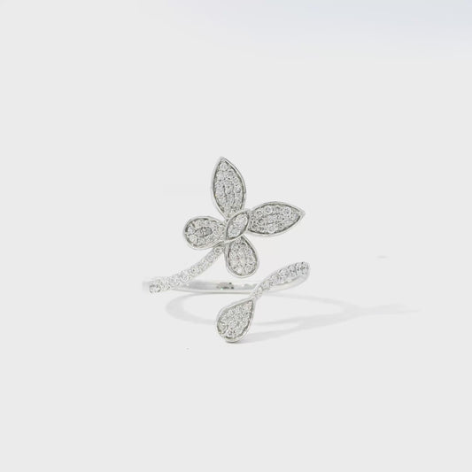 14k White Gold 0.33ctw Round Brilliant Diamonds in a Butterfly Ring