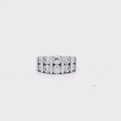 Platinum 0.92ctw Ten Stones Double-Row Half-Way Ring