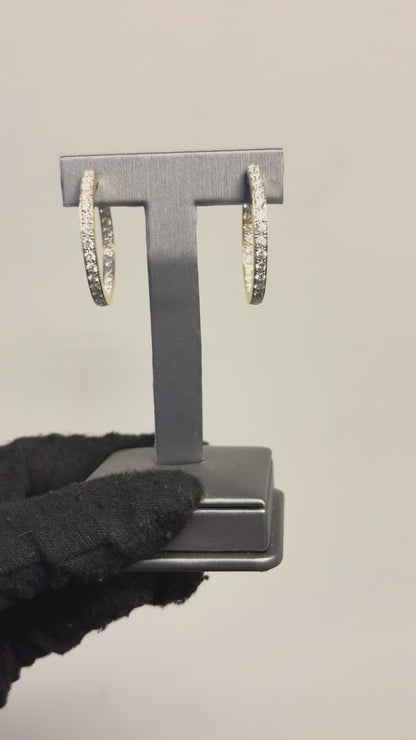 14k Yellow Gold 4.06ctw Diamond Inside Out Hoop Earrings