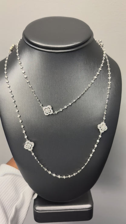 18k White Gold 18ctw Diamond Multi Clovers Necklace