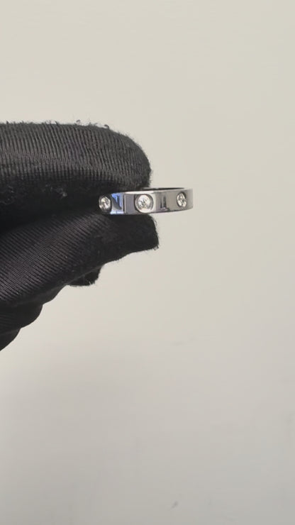 Cartier 18k White Gold Diamond Love Band Ring 