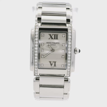 Patek Philippe 4910/10A Geneve with White Dial and Diamond Bezel Watch