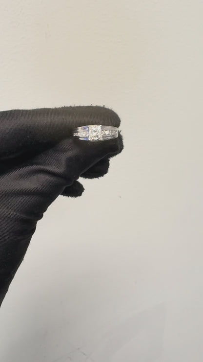 White Gold EGL Certified 0.90ct Princess Cut Diamond Engagement Ring