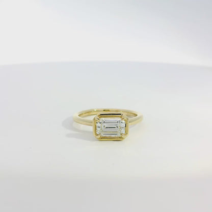 14k Yellow Gold GIA Certified 1.07ct Emerald Cut Diamond Engagement Ring