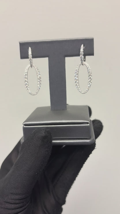 Gabriel and Co. 18k White Gold Natural Round Brilliant Diamond Link Huggie Earrings
