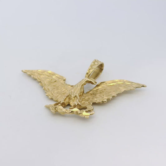 14k Yellow Gold Textured Eagle Pendant