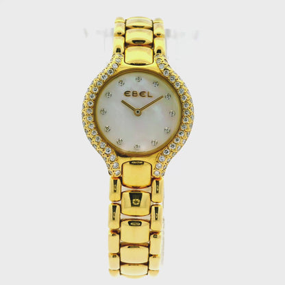 Ebel Beluga 18k Yellow Gold 24mm Mother of Pearl Dial with Diamond Bezel Watch