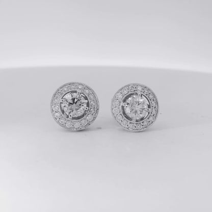 18k White Gold 2.59ctw Natural Round Brilliant Diamond Earrings