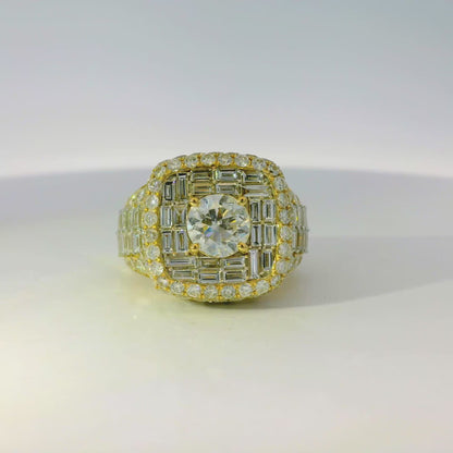 14k Yellow Gold 6.70ctw Baguette Cut and 2.01ctw Round Brilliant Diamonds Ring