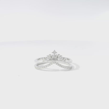 14k White Gold 0.23ctw Round Brilliant Diamonds in a V-Shaped Ring