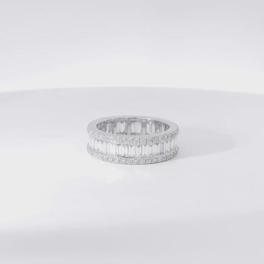 14k White Gold 3.21ctw Mixed Cut Diamond Eternity Band