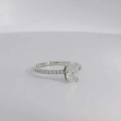 18k White Gold GIA Certified 0.74ct Oval Cut Diamond Engagement Ring