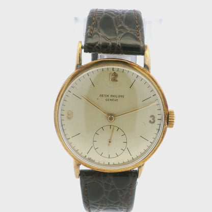Patek Philippe Calatrava 18k Yellow Gold 35mm Champagne Dial Vintage Watch