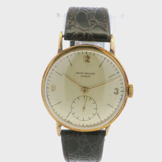 Patek Philippe Calatrava 18k Yellow Gold 35mm Champagne Dial Vintage Watch