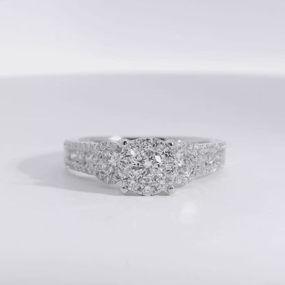 18k White Gold 1.22ctw Natural Round Brilliant Cut Diamond Engagement Ring