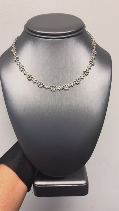 18k White Gold approx. 2.63ctw Diamond Floral Necklace 