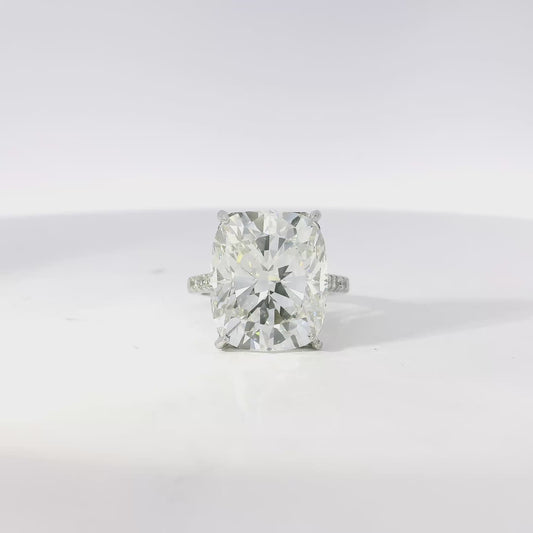 Platinum GIA Certified 11.54ctw Cushion Cut Engagement Ring