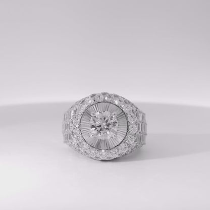 14k White Gold 2.03ctw Round Brilliant Diamonds Surrounded by 5.6ctw Baguette Diamonds Ring