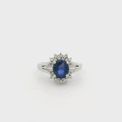 Platinum 1.13ct Sapphire and 0.24ct Diamond Ring