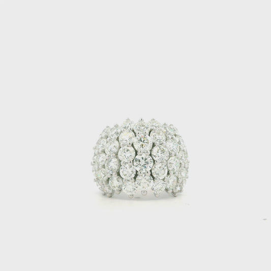 14k White Gold 7.17ctw Round Brilliant Diamond Wide Pavé Band Ring