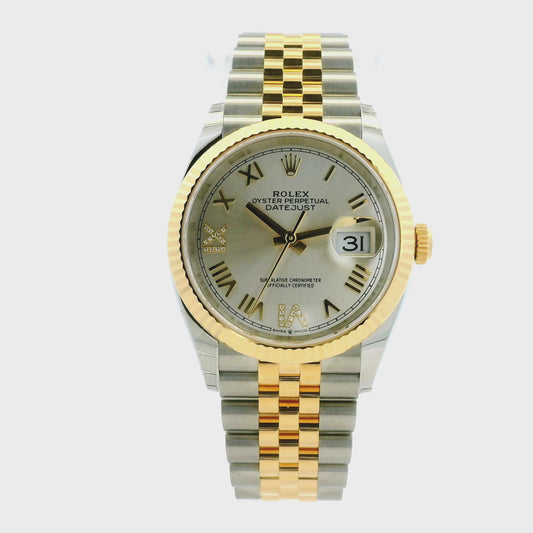 Rolex 126233 Datejust 36mm Silver Diamond VI/IX Dial Two-Tone Watch