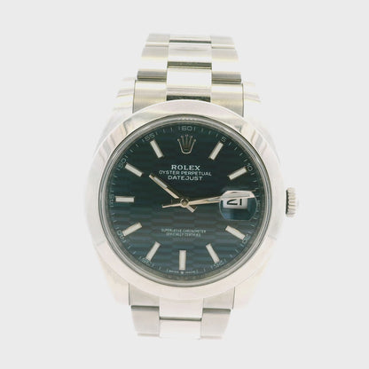 Rolex 126300 Datejust 41mm Blue Motif Dial Stainless Steel Watch