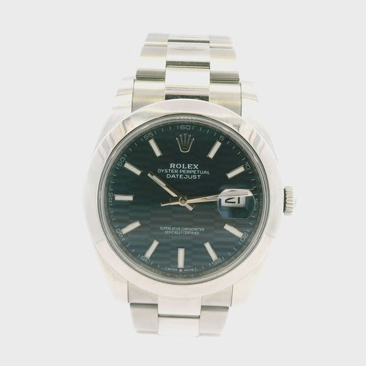 Rolex 126300 Datejust 41mm Blue Motif Dial Stainless Steel Watch