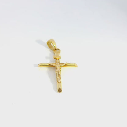 18k Yellow Gold Jesus Christ Crucifix Cross Pendant