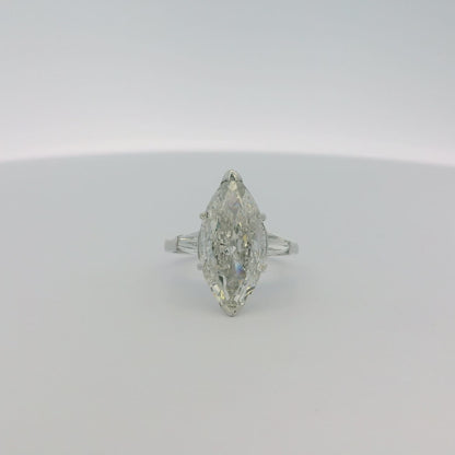 Platinum 4.03ct Natural Marquise Cut Diamond Engagement Ring