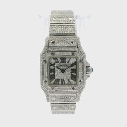 Cartier Santos Galbee 1565 Aftermarket Diamond 24mm Stainless Steel Watch