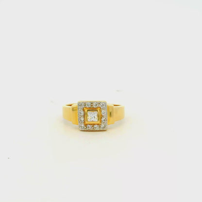 14k Yellow Gold Princess Cut Diamond Halo Ring